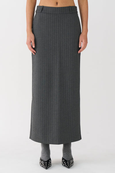 ★SIO★BUCKLE PLEATS STRIPE MAXI SKIRT [GREY]★韓国送料込 ☆SIO☆BUCKLE PLEATS STRIPE MAXI SKIRT [GREY]☆韓国送料込