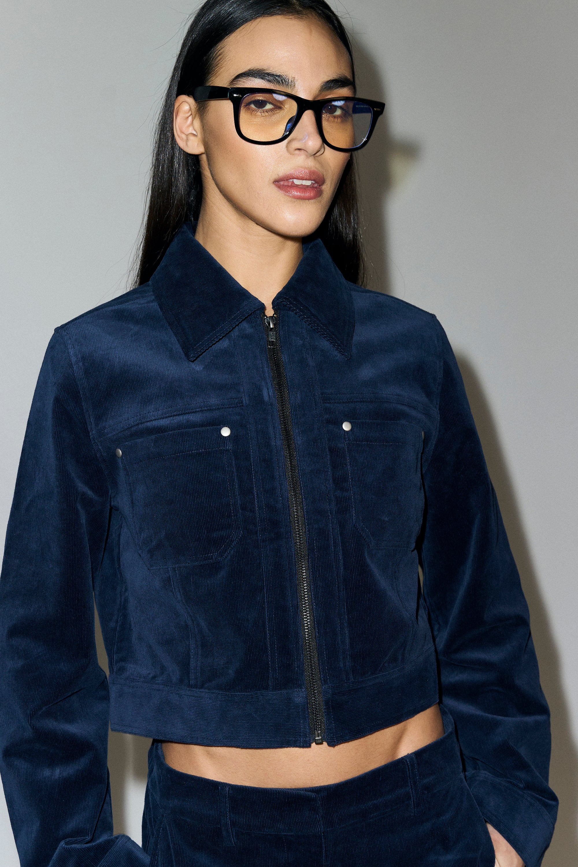 IVY Copenhagen IVY-Ann Charlotte Cord Zip Jacket Coats & Jackets 523 Deep Navy Blue