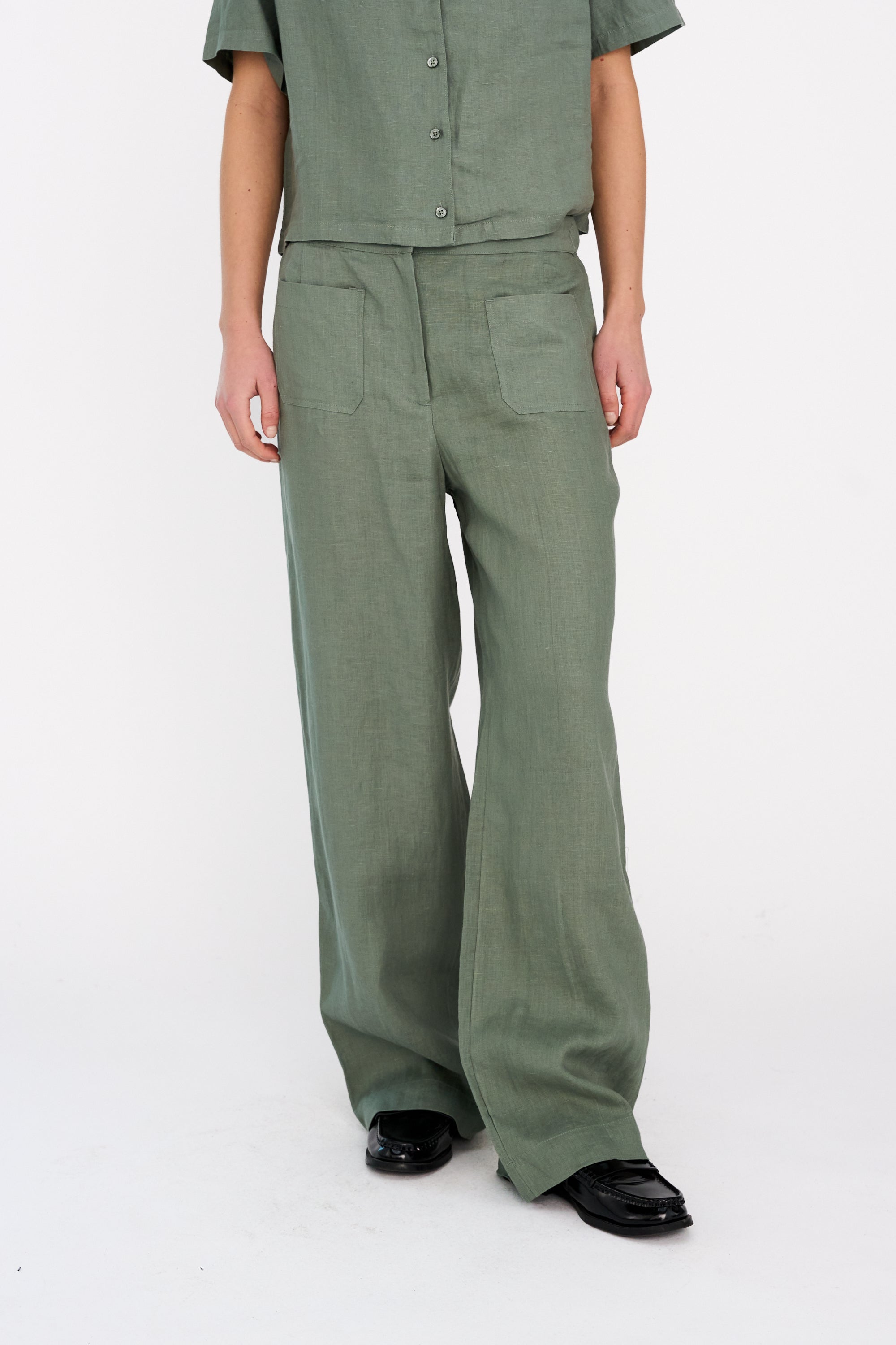 IVY-Augusta 70's Linen Pant - Dusty Steel Green – Ivy Copenhagen