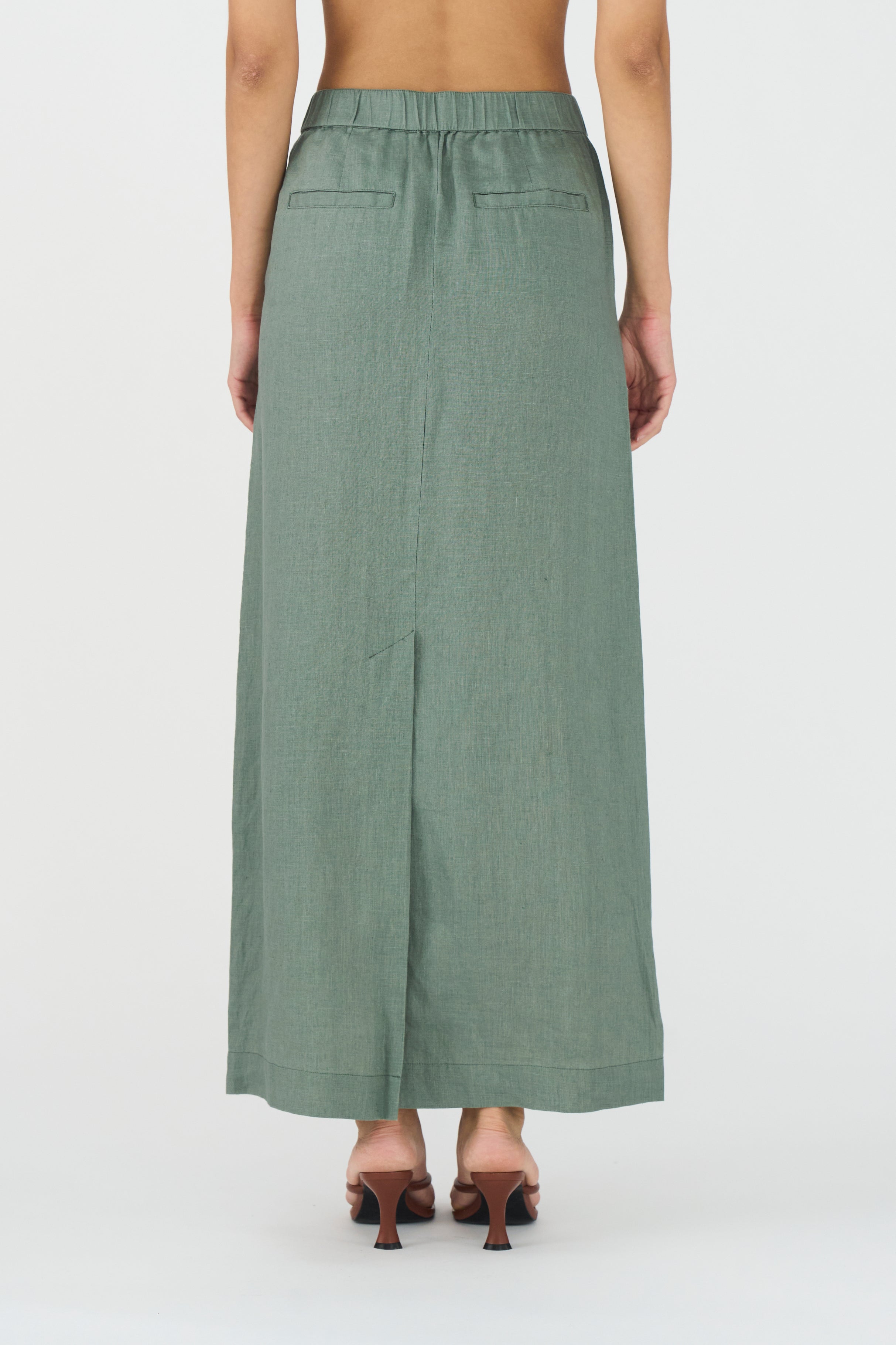 IVY Copenhagen IVY-Augusta 70's Linen Skirt Skirt 681 Dusty Steel Green