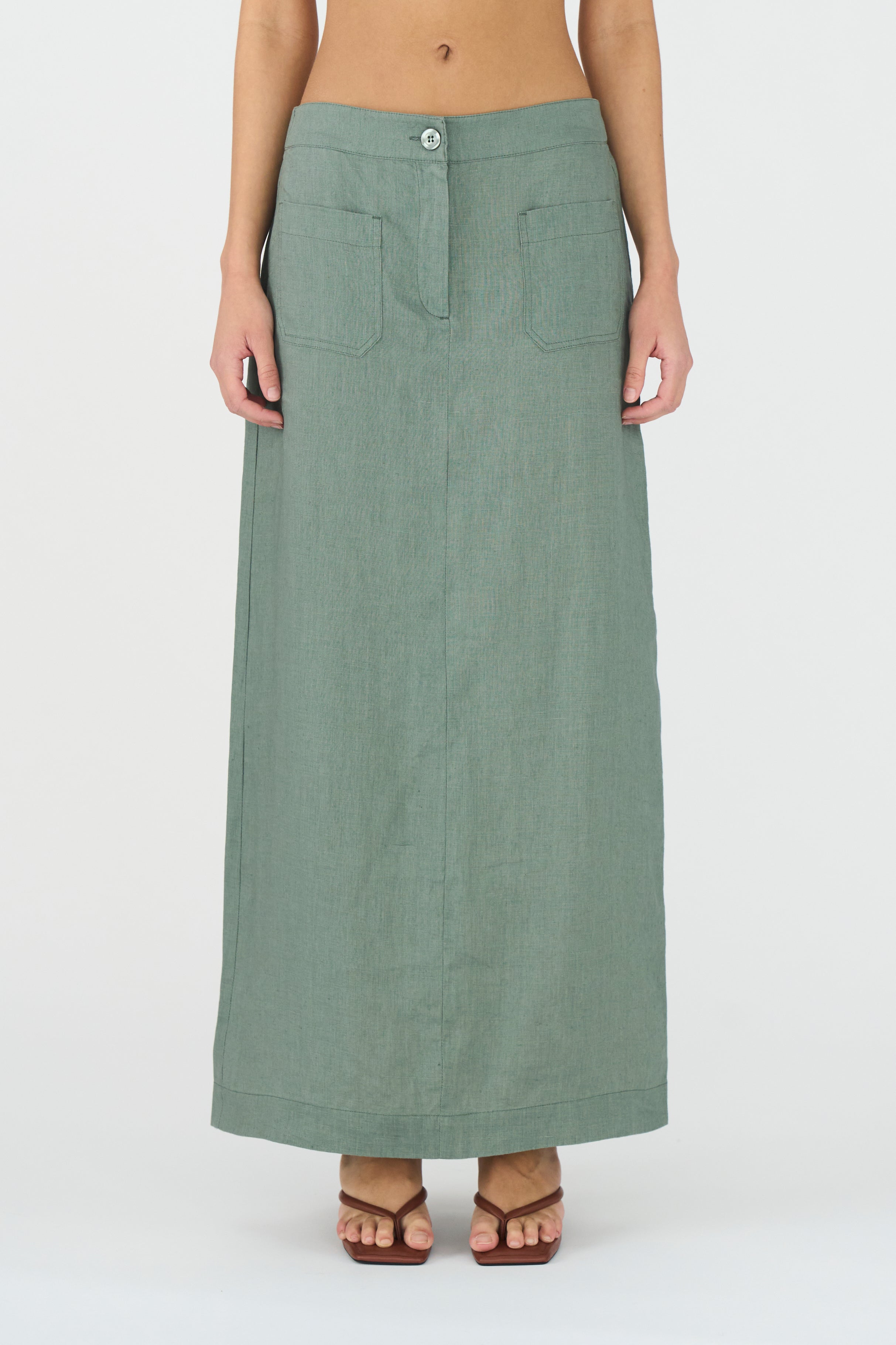 IVY Copenhagen IVY-Augusta 70's Linen Skirt Skirt 681 Dusty Steel Green