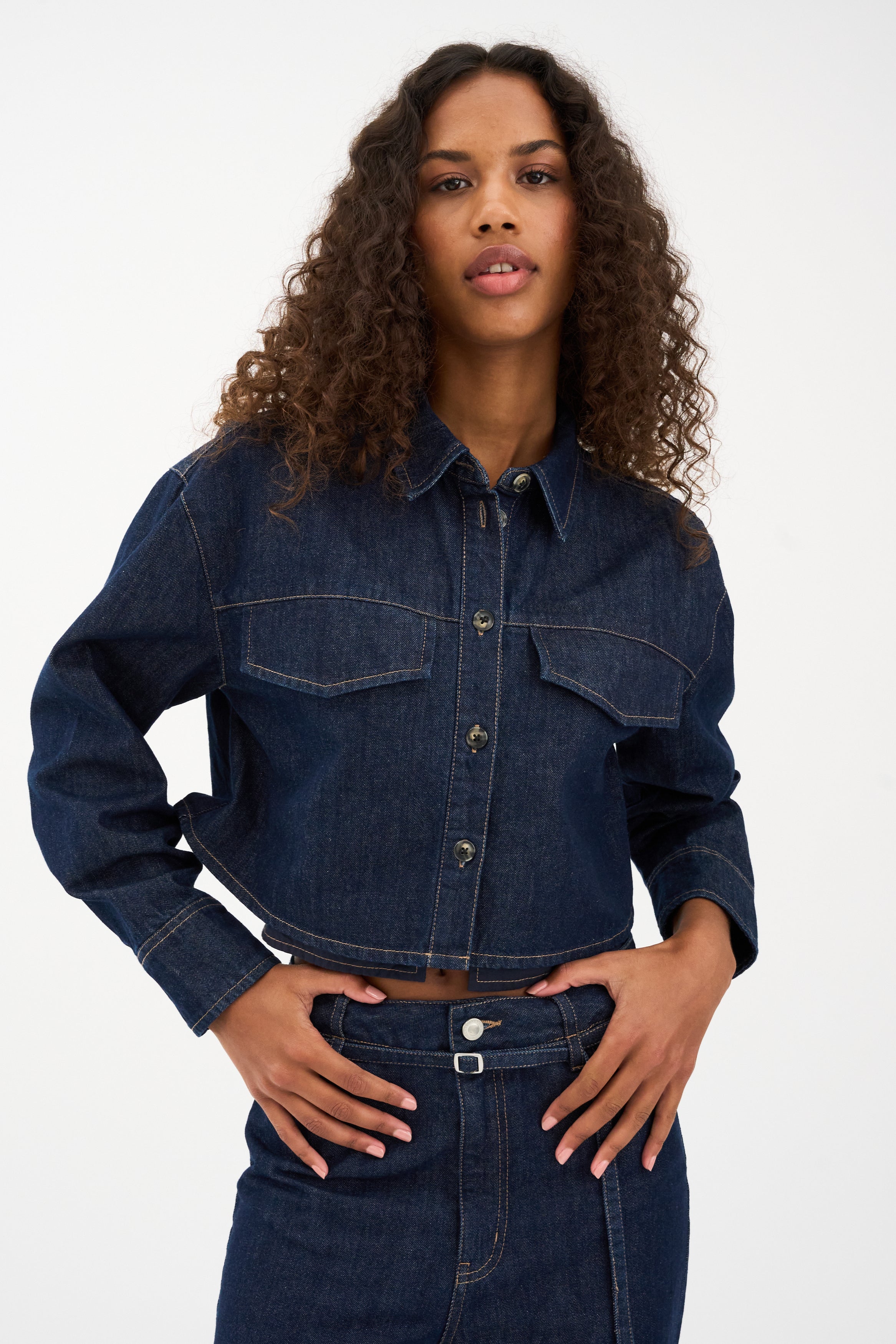 IVY Copenhagen IVY-Brooke Cropped Detail Denim Shirt Wash Manhattan Rinse Shirts & Blouses 510 Rinse Denim