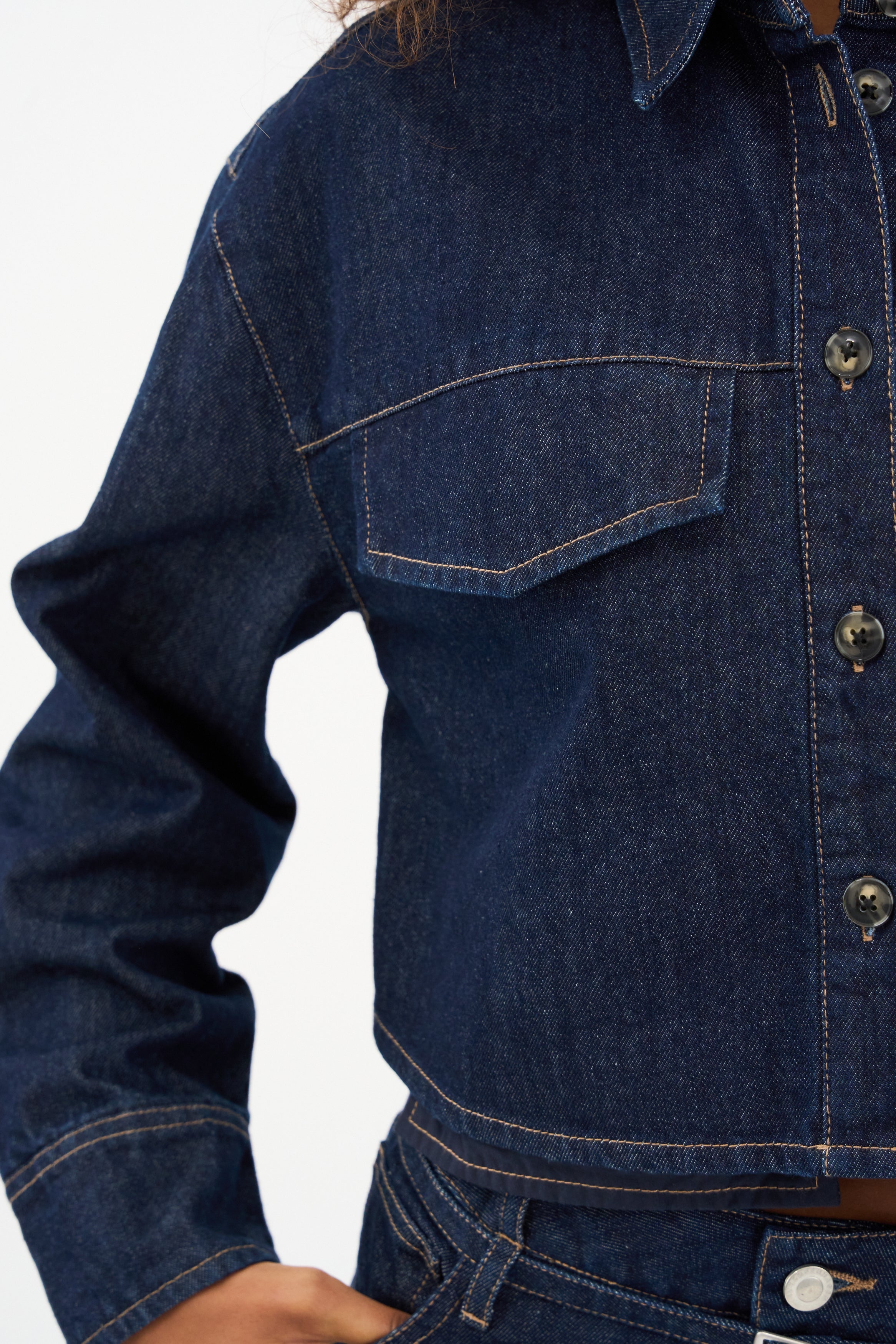 IVY Copenhagen IVY-Brooke Cropped Detail Denim Shirt Wash Manhattan Rinse Shirts & Blouses 510 Rinse Denim