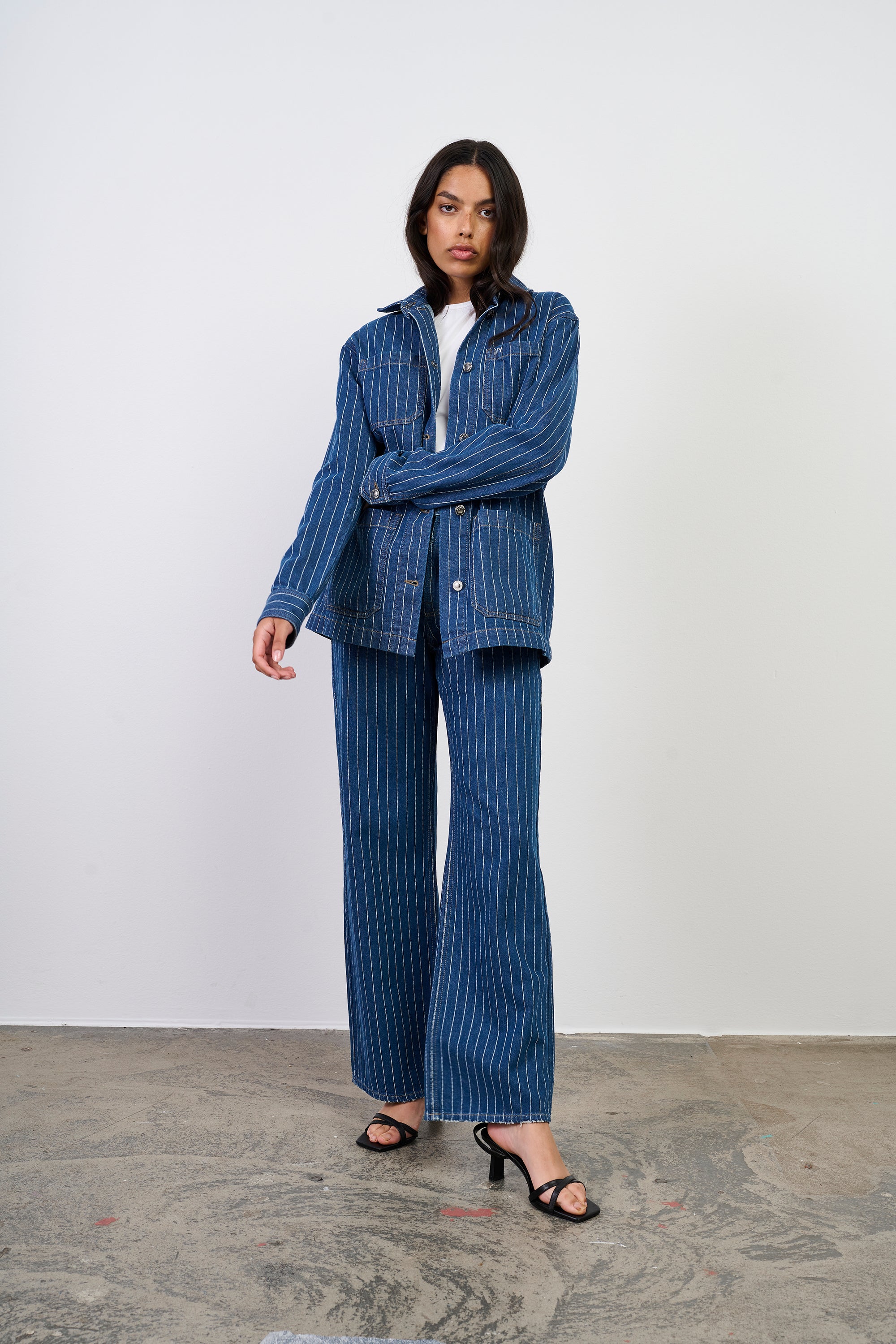 IVY Copenhagen IVY-Brooke Worker Jacket Wash Stunning Denim Stripe Coats & Jackets 51 Denim Blue
