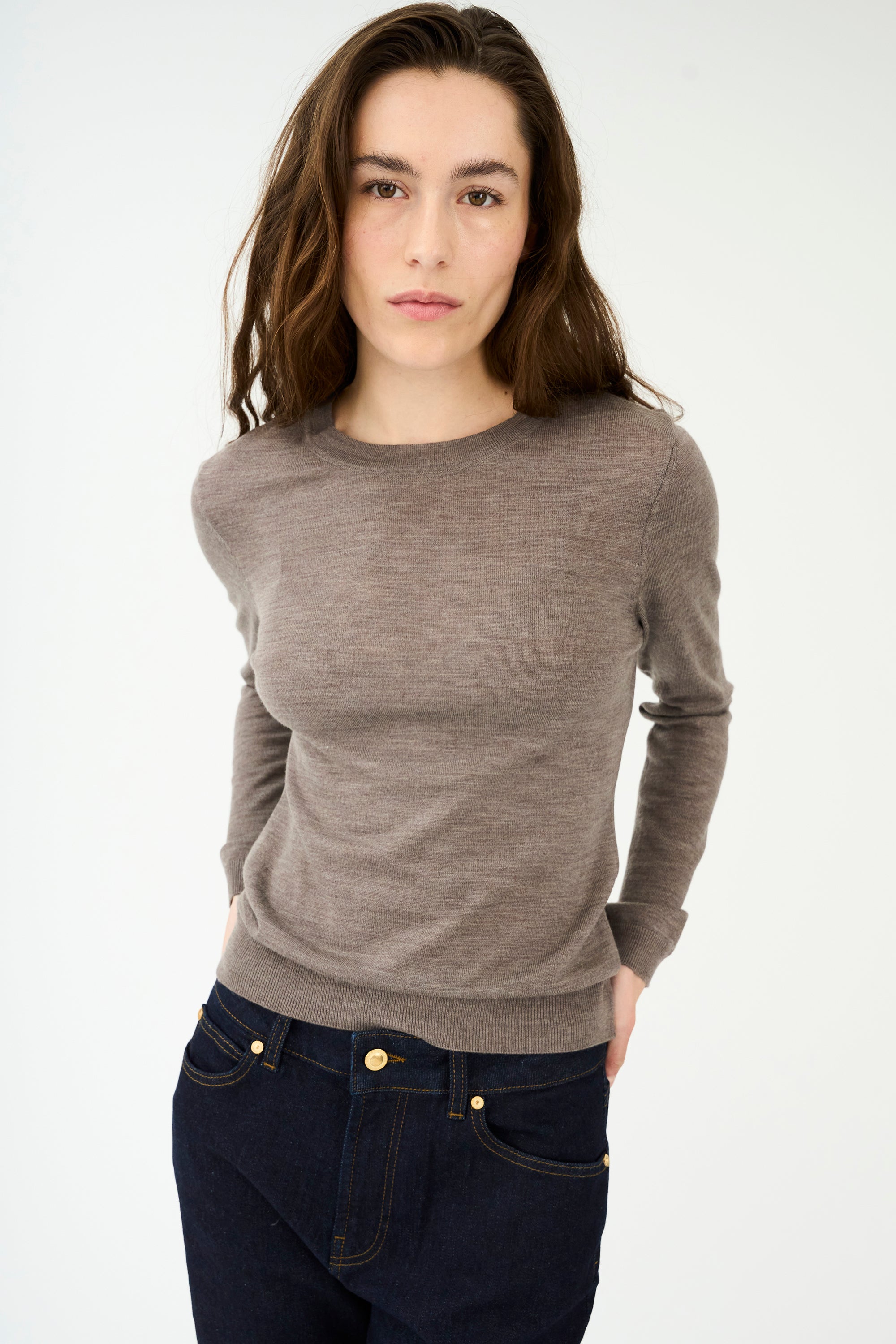 IVY Copenhagen IVY-Essex LS O-neck Knit Knitwear Brown Melange