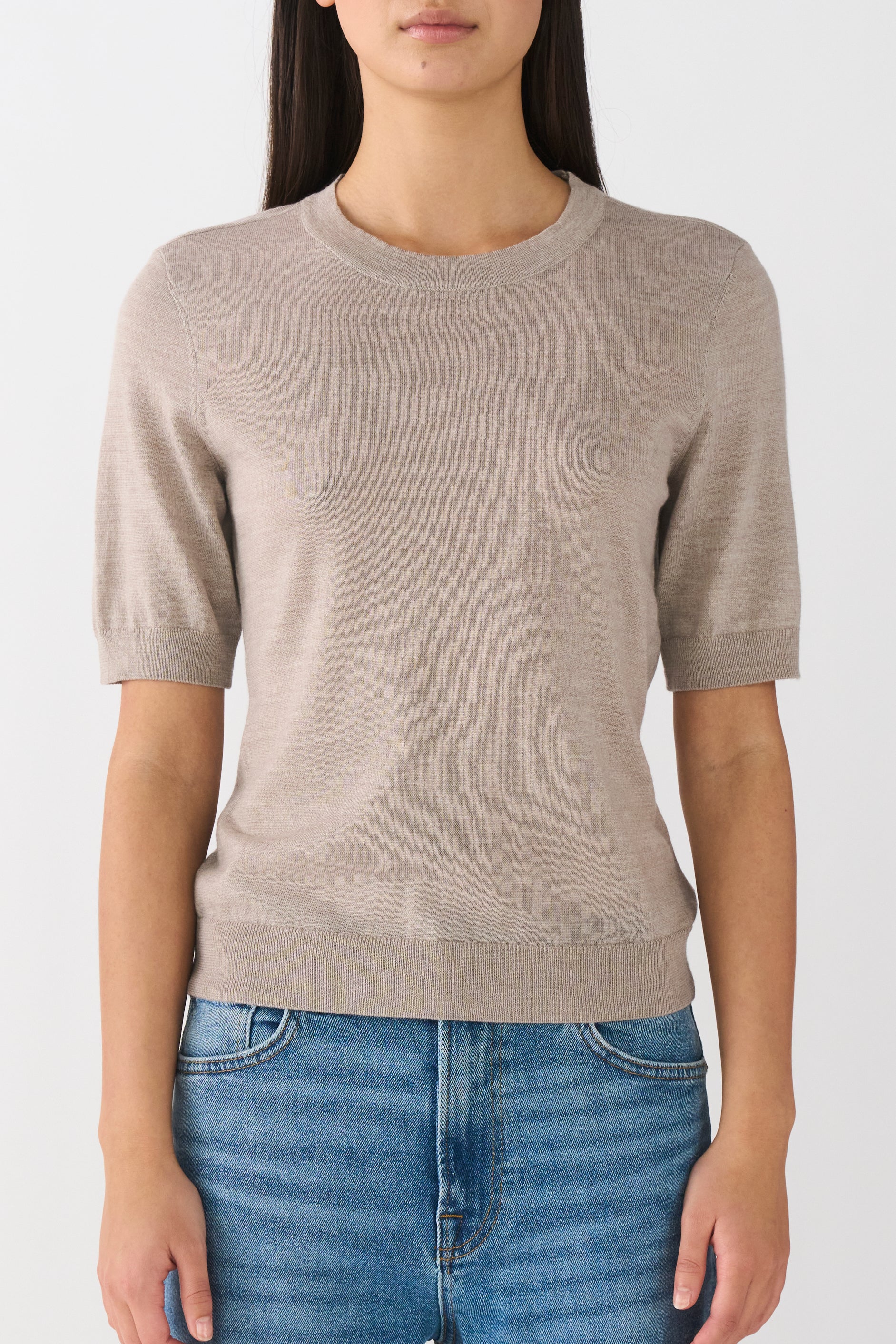 IVY Copenhagen IVY-Essex SS O-neck Knit Knitwear 745 Beige Melange