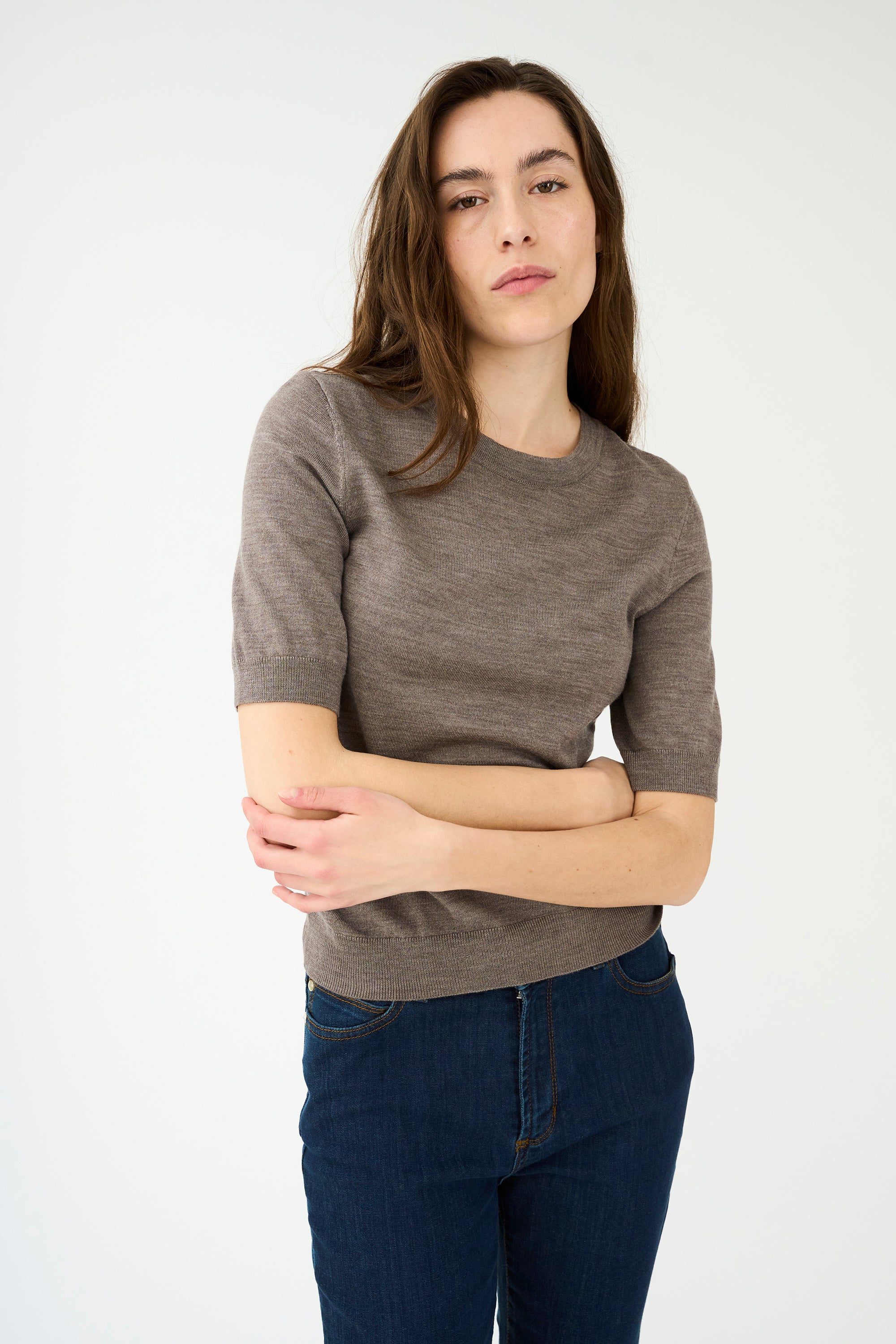 IVY Copenhagen IVY-Essex SS O-neck Knit Knitwear Brown Melange