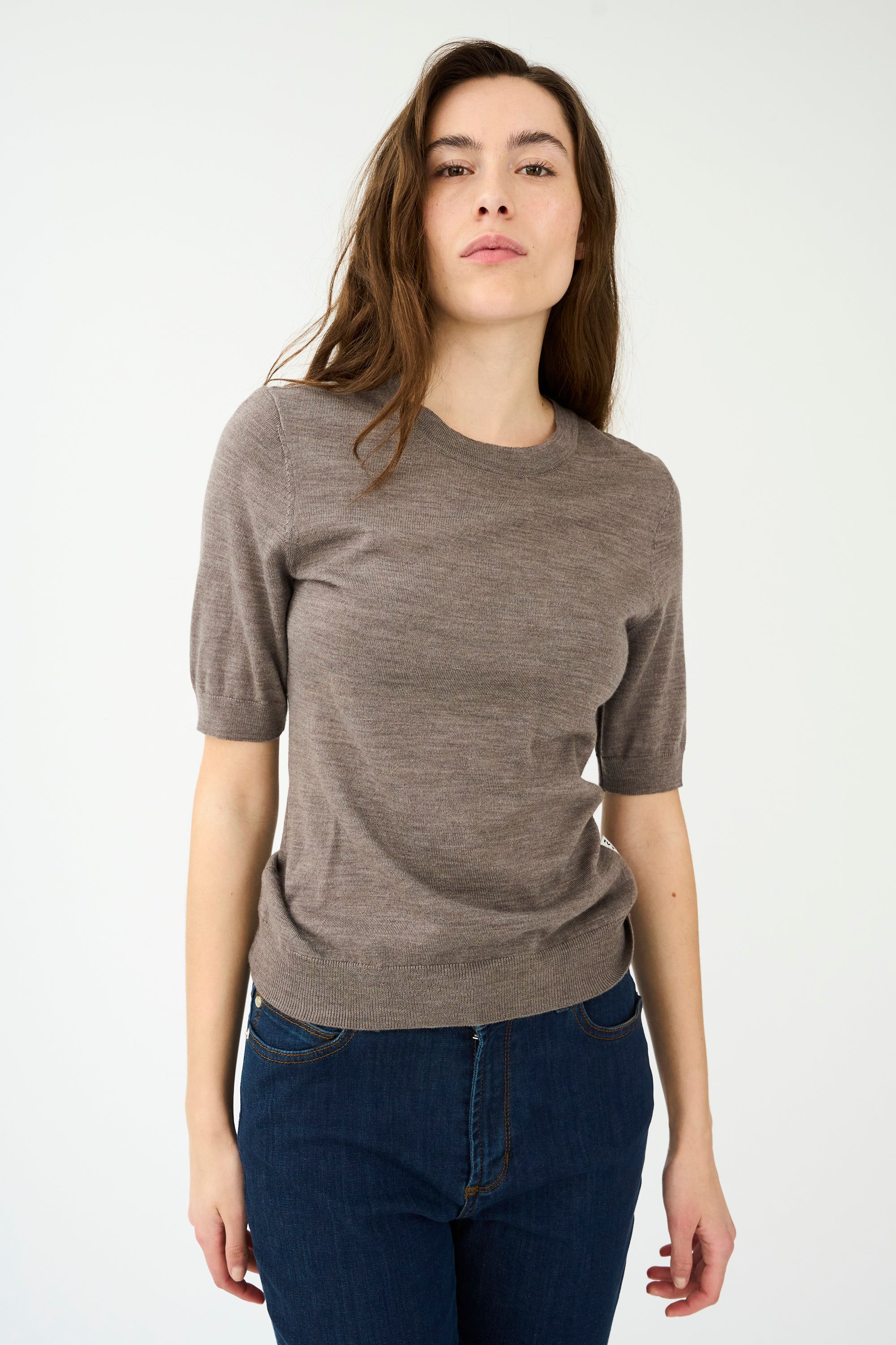 IVY Copenhagen IVY-Essex SS O-neck Knit Knitwear Brown Melange