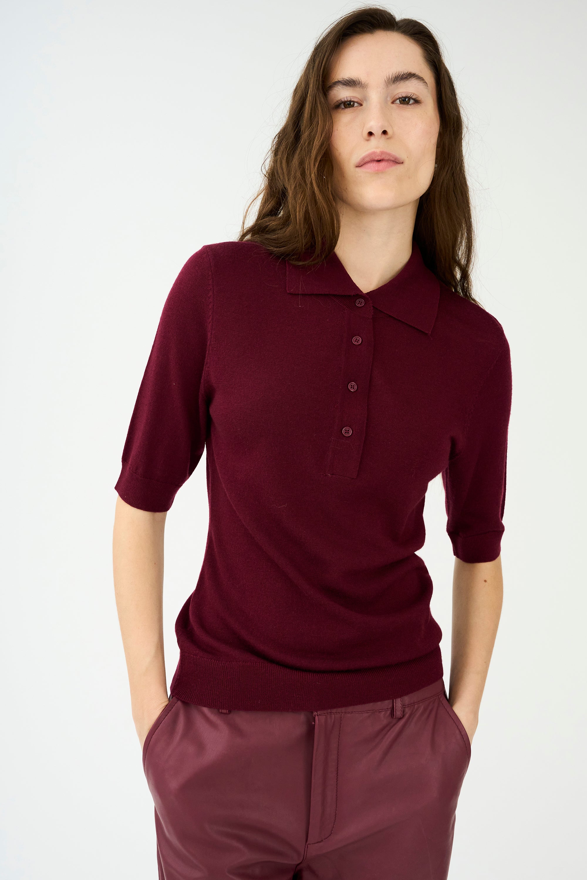 IVY Copenhagen IVY-Essex SS Polo Knit Knitwear Burgundy