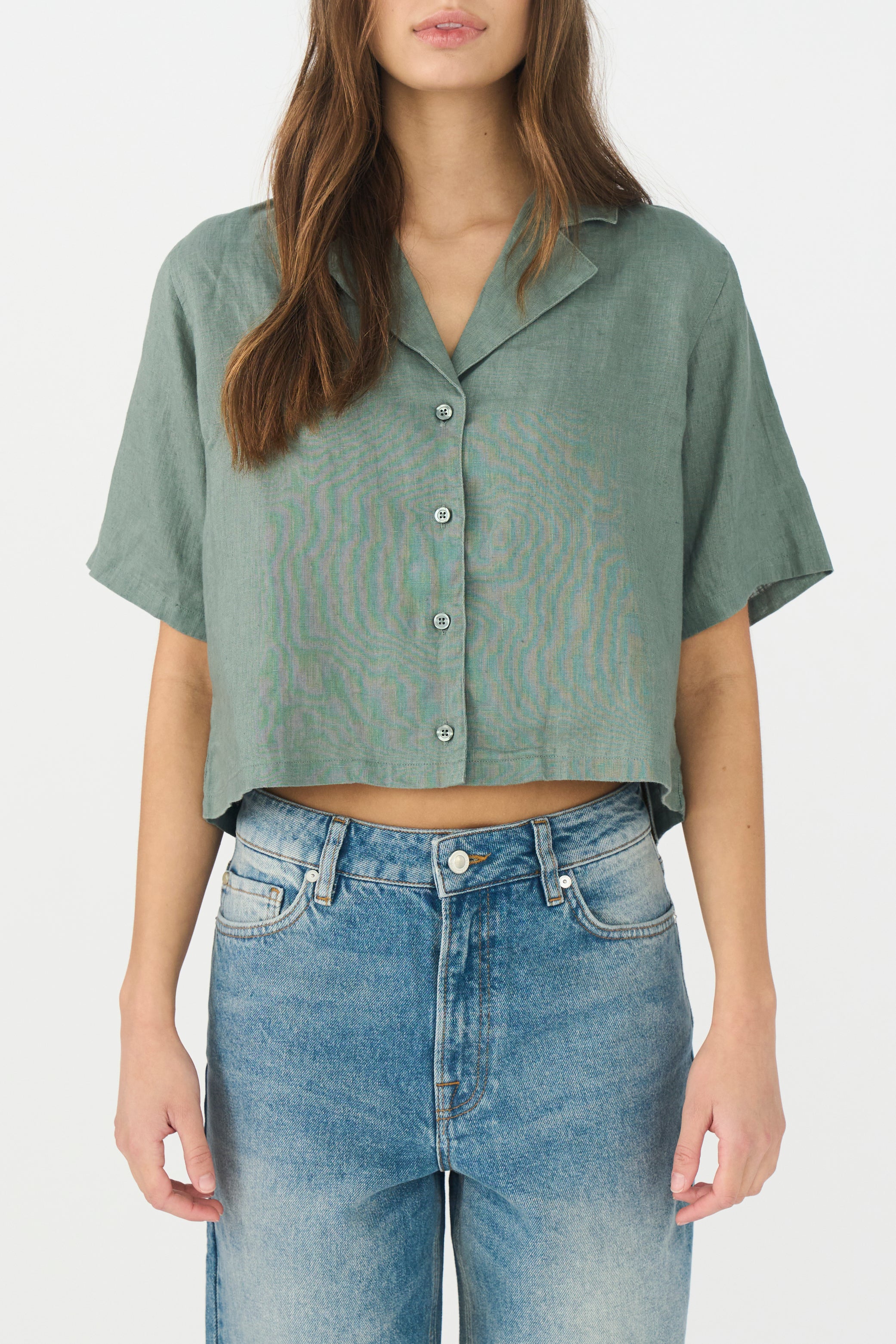 IVY Copenhagen IVY-Karmey SS Linen Shirt Shirts & Blouses 681 Dusty Steel Green