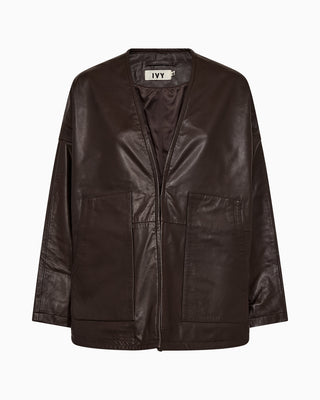 IVY Copenhagen IVY-Kylie Leather Cardigan Leather 722 Expresso Brown