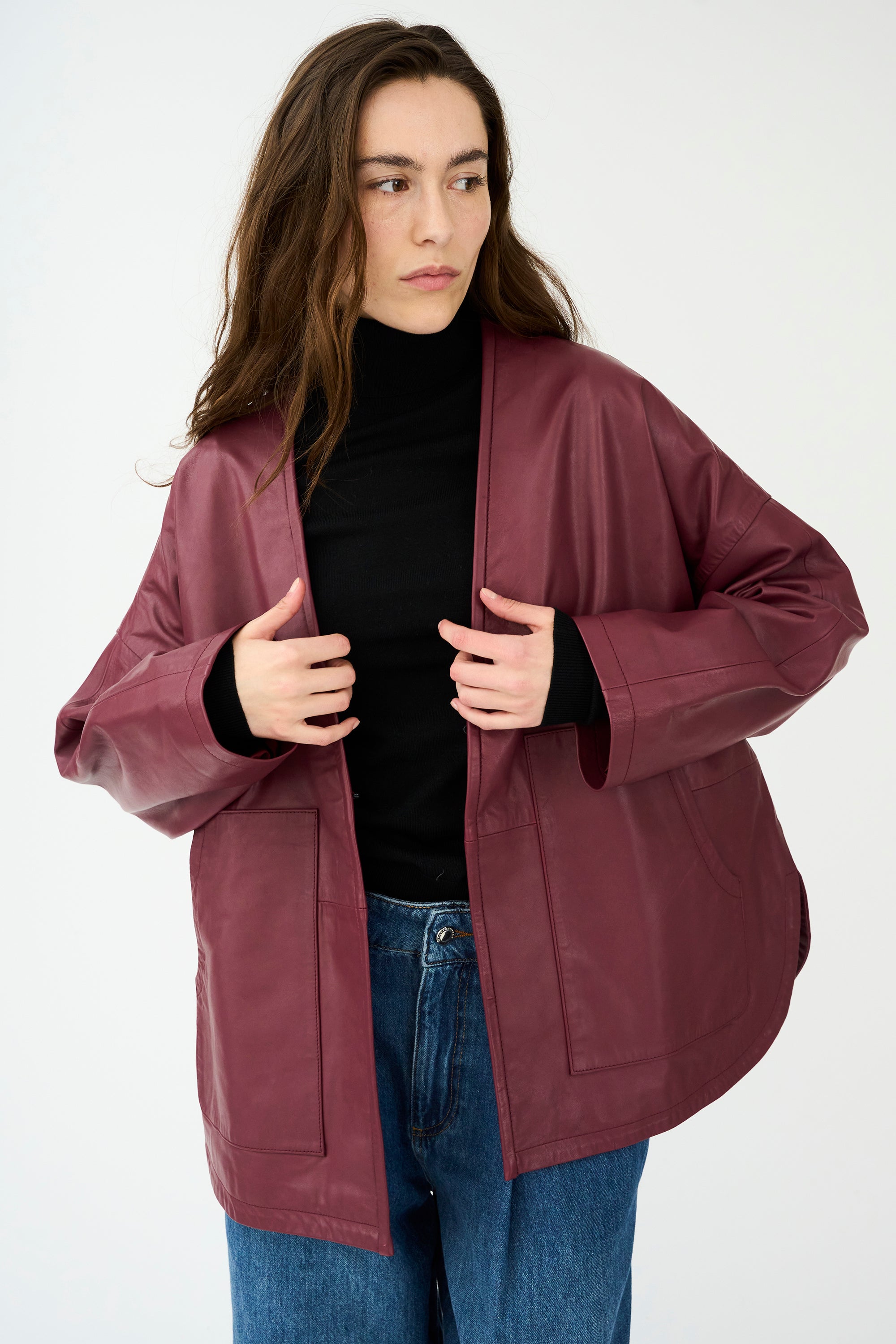 IVY Copenhagen IVY-Kylie Leather Cardigan Leather Burgundy