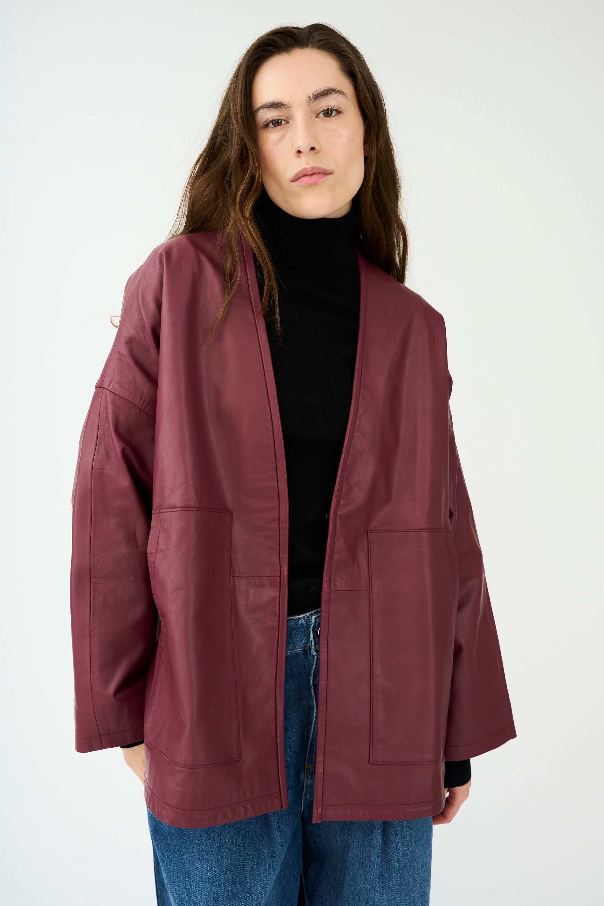 IVY Copenhagen IVY-Kylie Leather Cardigan Leather Burgundy