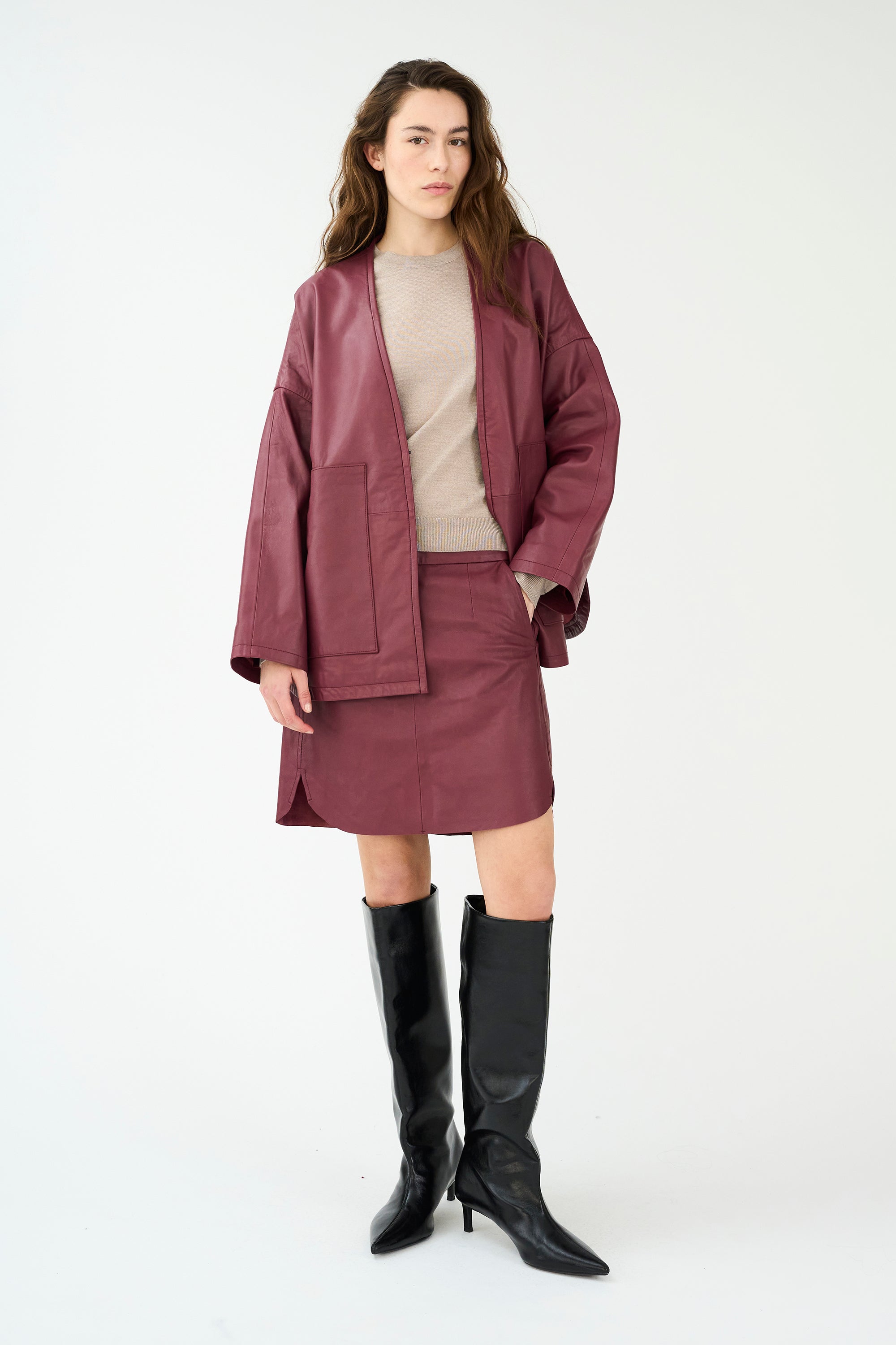 IVY Copenhagen IVY-Kylie Leather Mini Skirt Leather Burgundy