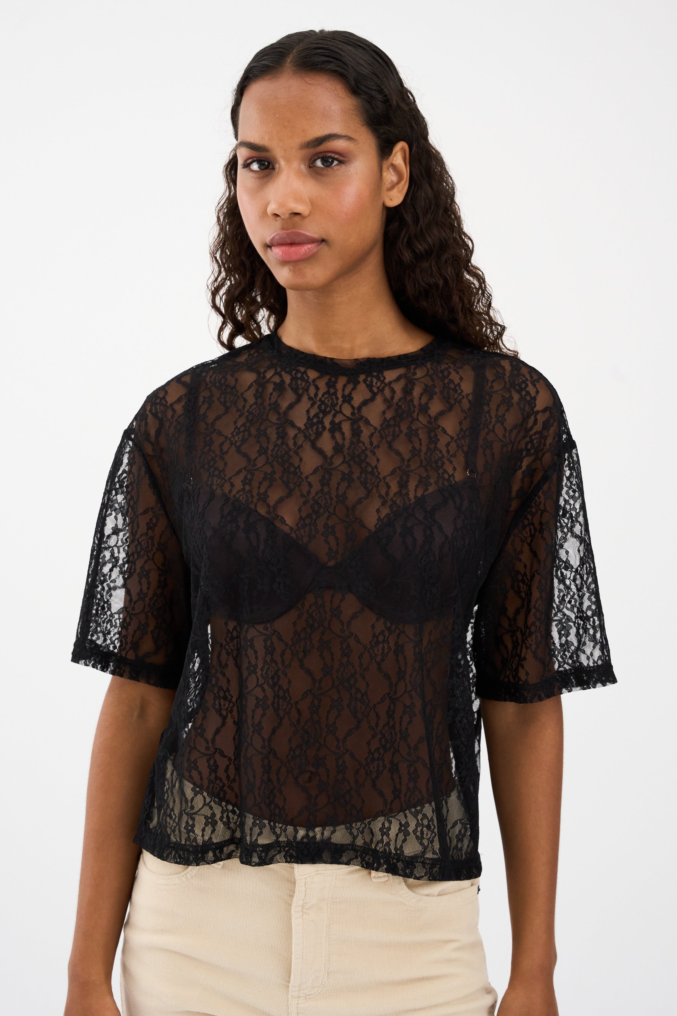 IVY Copenhagen IVY-Lara Lace Tee Tops & T-shirts 9 Black