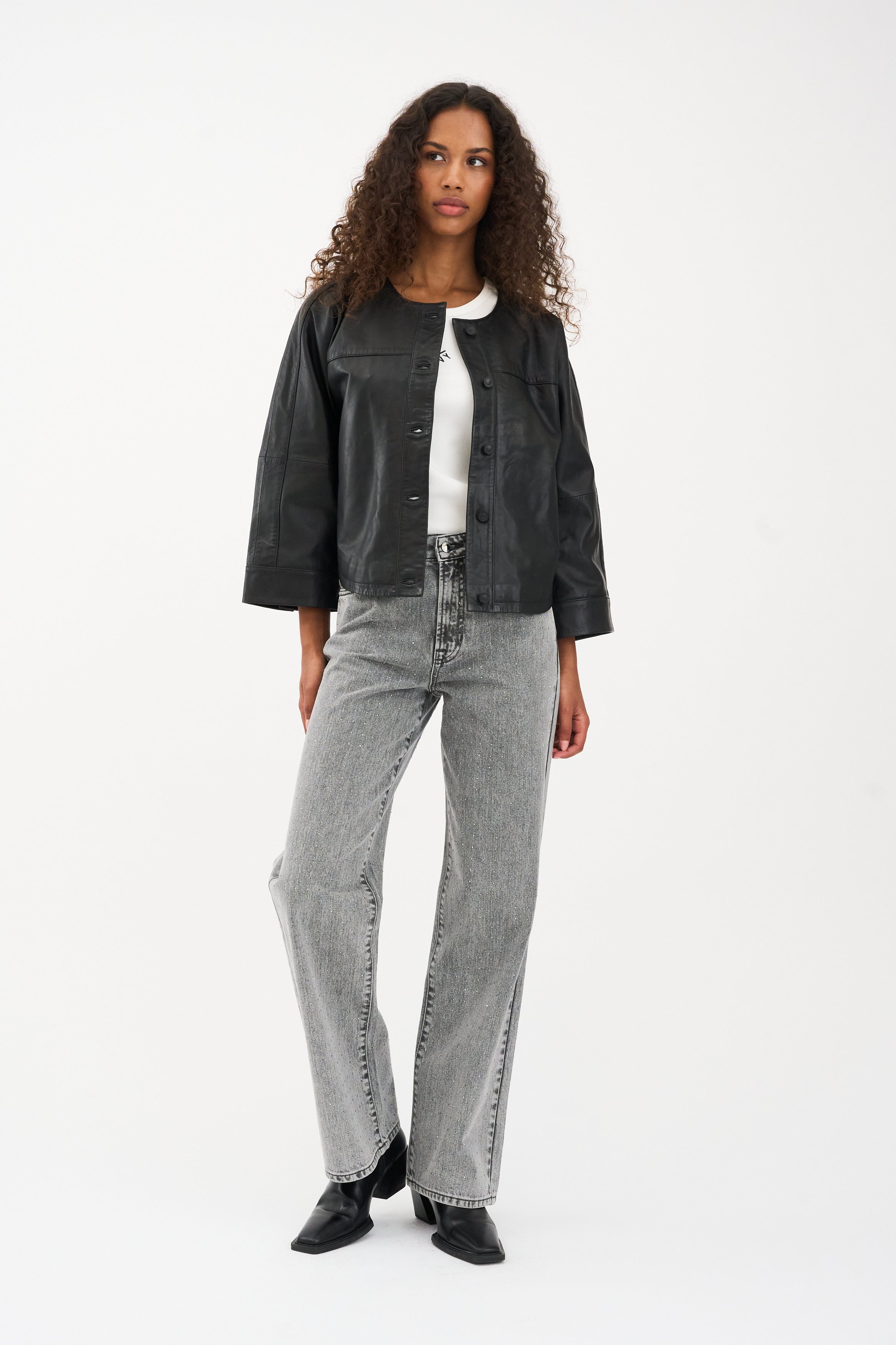 IVY Copenhagen IVY-Mia Stud Jeans Wash Faded Grey Jeans & Pants 8 Grey