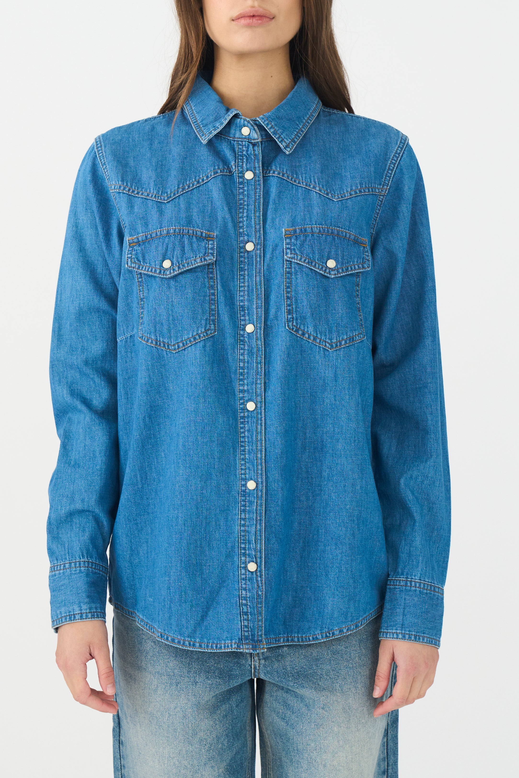 IVY Copenhagen IVY-Ora LS Shirt Mid Blue Shirts & Blouses 513 Mid Blue Denim