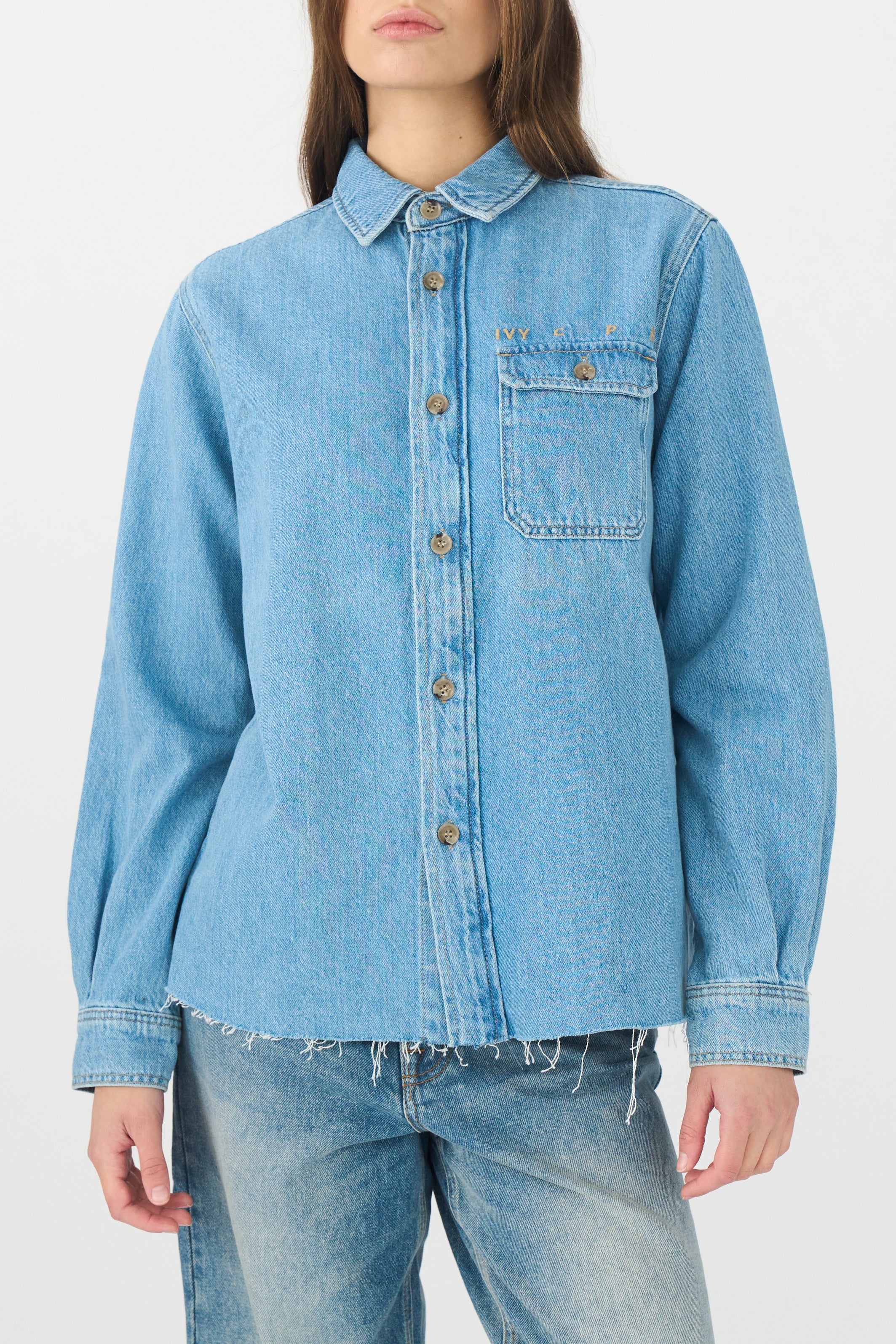 IVY Copenhagen IVY-Uta Distressed L/S Shirt Wash Mid Blue Dresses 51 Denim Blue