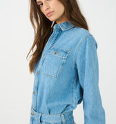 IVY Copenhagen IVY-Uta Distressed L/S Shirt Wash Mid Blue Dresses 51 Denim Blue