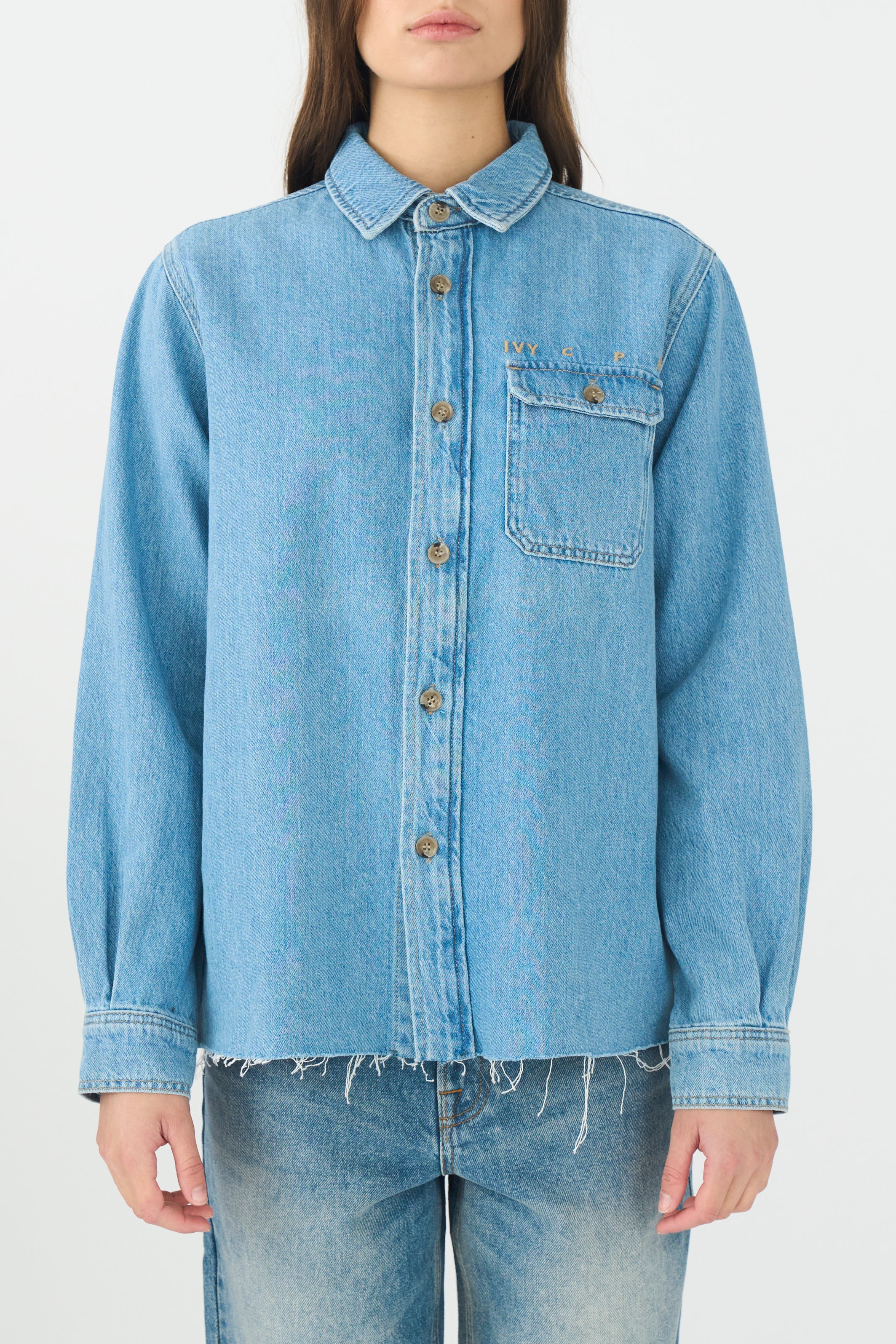 IVY Copenhagen IVY-Uta Distressed L/S Shirt Wash Mid Blue Dresses 51 Denim Blue