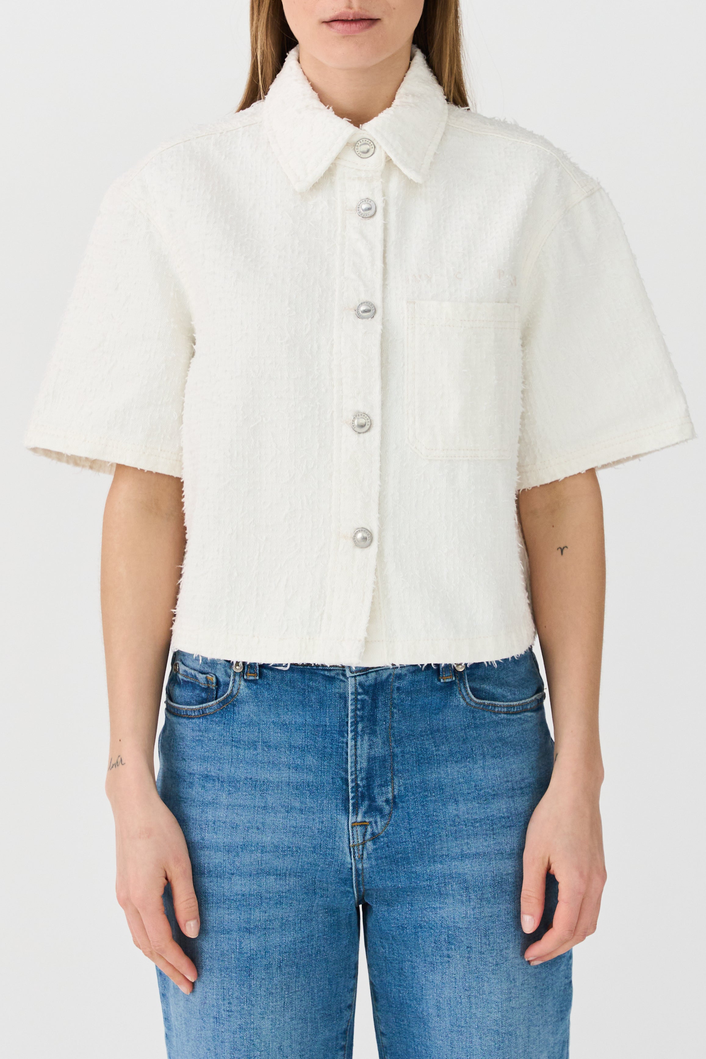 IVY Copenhagen IVY-Uta Oversize SS Shirt White Punch Needle Shirts & Blouses 01 White