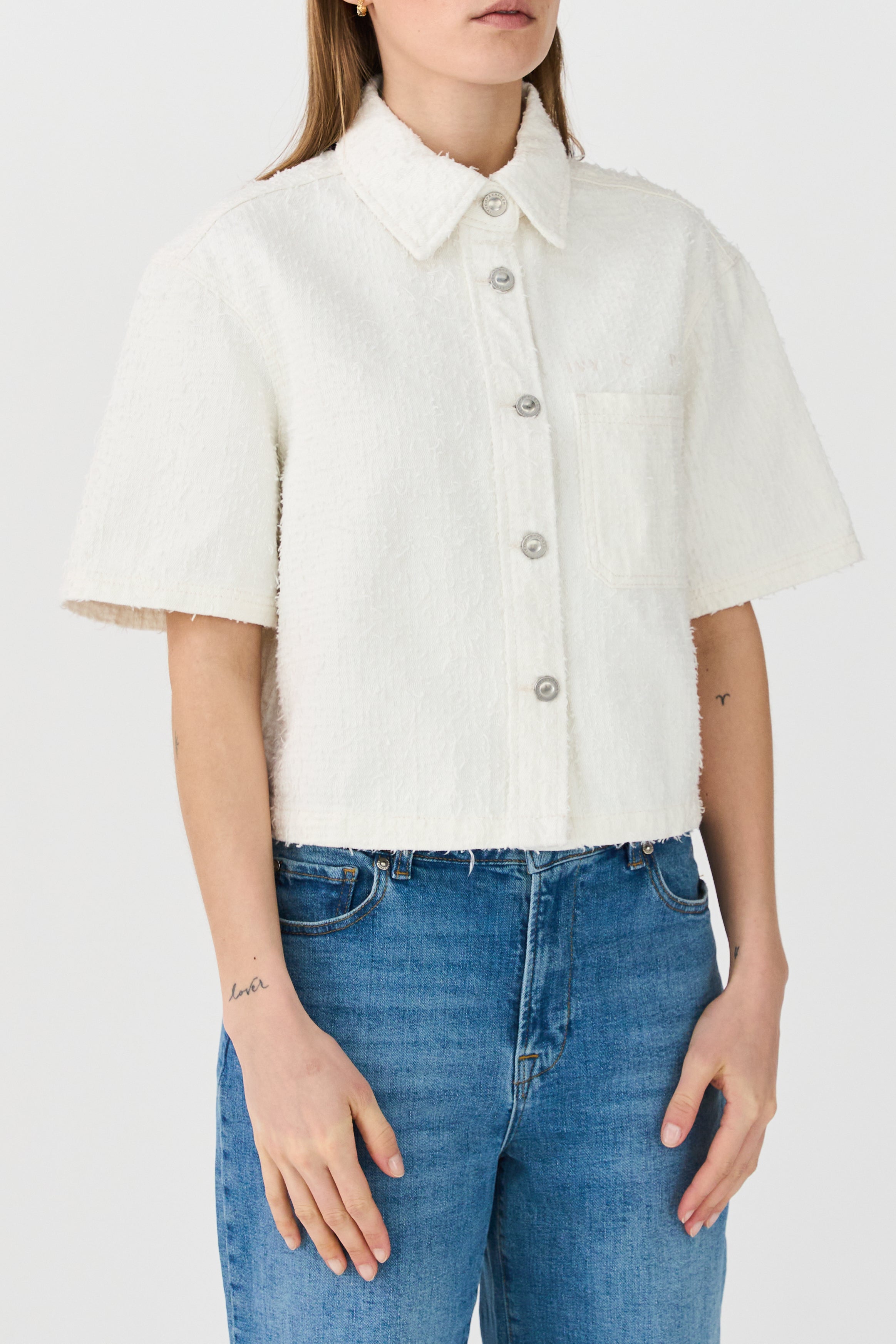 IVY Copenhagen IVY-Uta Oversize SS Shirt White Punch Needle Shirts & Blouses 01 White