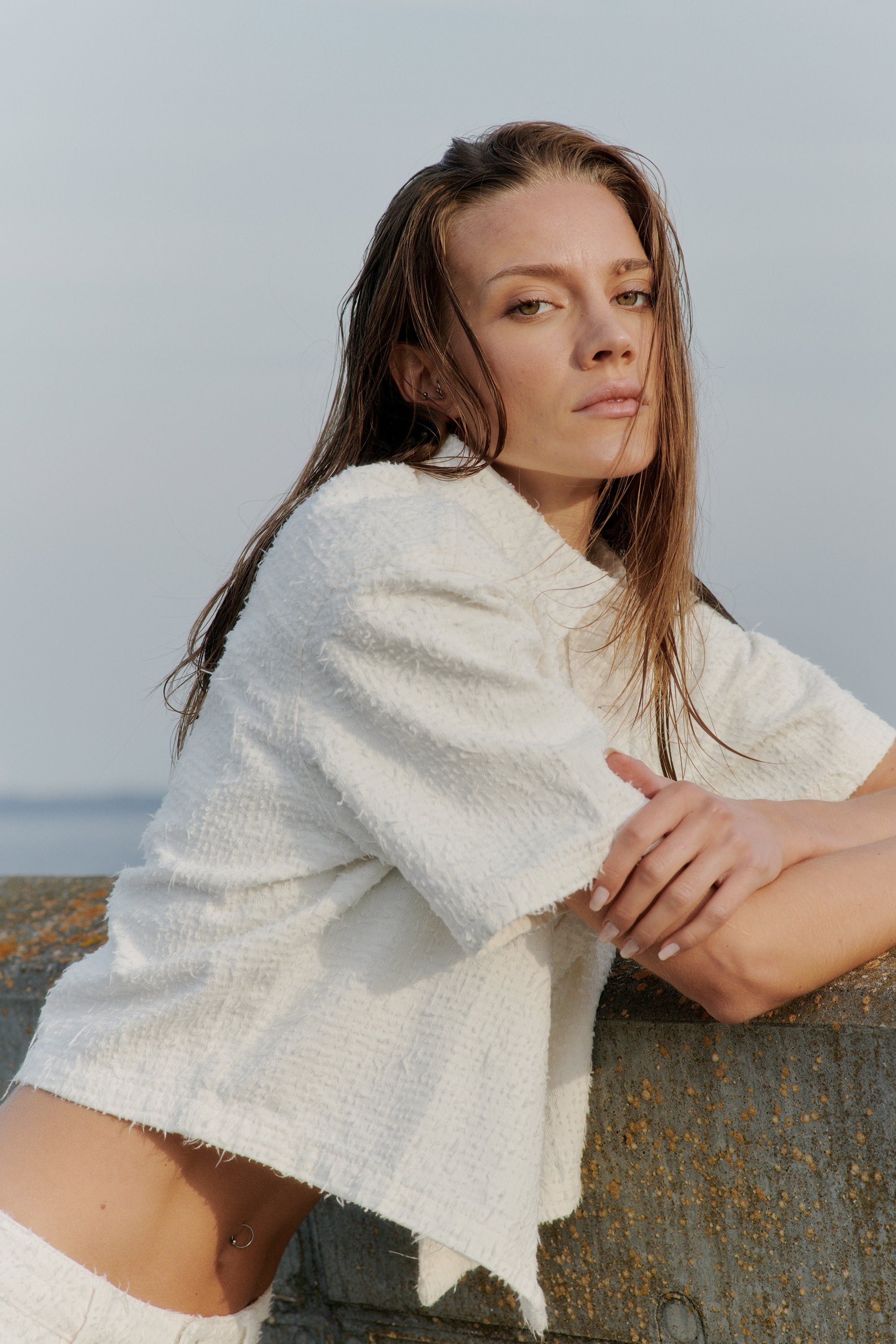IVY Copenhagen IVY-Uta Oversize SS Shirt White Punch Needle Shirts & Blouses 01 White